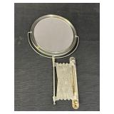 Extendable 2 sided mirror, wall mount.  7in mirror