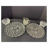 Clear glass pieces - 2 Diamond Point 3 Footed