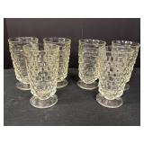 Cube pattern clear glass footed water glasses (6),