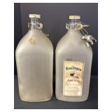 2 Oso Negro frosted glass bottles, empty, 13.5in