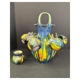 Vtg Dripware glazed Pottery Sangria Vessel 6 cups