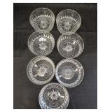 (7) glass bowls diamond cut w/ star burst pattern
