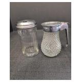 Anchor Hocking sugar container, Syrup container w/