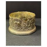 Silver-plated wine bottle coaster w/grape vine