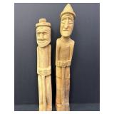 2 wood carved folk art figures, shorter one