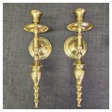 Pair of Vintage Solid Brass Candle Wall Sconces