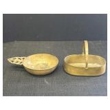 4.5" Brass porringer & handled basket