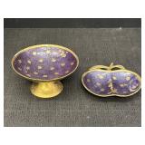 Blue Enamel Stars Pedestal Bowl & Dish