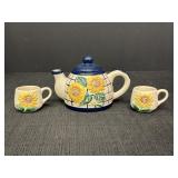 Ceramic Sunflower Teapot & Cups