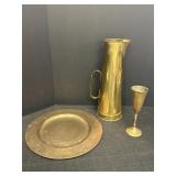 Brass 12" Charger Plate,  Pitcher, Goblet