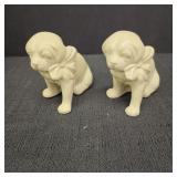 (2) Vintage Bisque Puppy Figurines