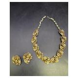 Marked Art Gold toned Choker & pair of earrings
