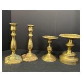 4 brass candle holders - pair of Valsan 7.5in