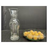 Glass 9" vase, floating candle holder, & frosted
