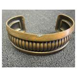 Copper Cuff Bracelet Ribbed Design