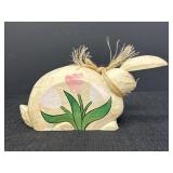 Wooden Rabbit w/ HandPainted Flowers