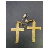 Gold toned Cross Dangle Earrings