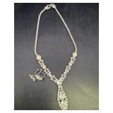 Vtg. Rhinestone Necklace & Earrings Set - screw
