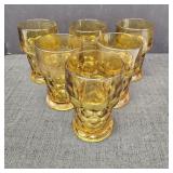 (6) Vintage Amber Honeycomb Tumblers
