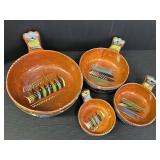 Mexican pottery nesting bowl set, hand-painted