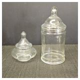 (2) Vintage Clear Glass Apothecary Jars
