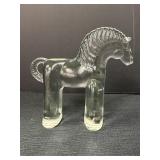 Art glass flat back horse figurine, Boda, Sweden,