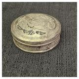 Vintage Circular Metal Decorative Trinket Box