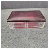 VTG Clear & Ruby Red Glass Trinket Box