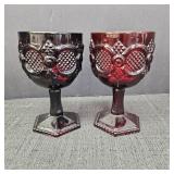 (2) VTG Avon Ruby Red Glass Goblets