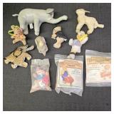 Assortment of Plush & Plastic Toy Animals