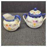 VTG Porcelain Sugar Bowl & Creamer Set