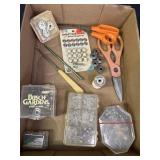 Misc sewing supplies, etc. - button hook, bobbins,