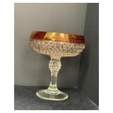 Clear Glass Diamond Point Pedestal Compote,