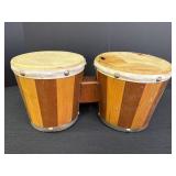 Wooden bongo drums, 6in & 7in (holes in skin)