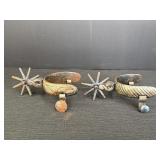 Vtg wrought iron & silver colored spurs, possibly