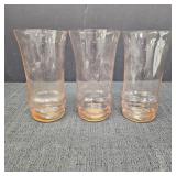 (3) Vintage Pink Depression Glass Tumblers