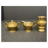 22kt Gold Porcelain Cream & Sugar Bowls & Gold