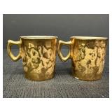 2 Porcelain Weeping Gold Cups