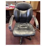 Black leather & steel adjustable office chair