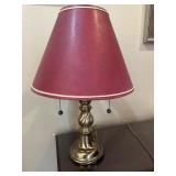 Stiffel Brass Double Socket table lamp w/ red