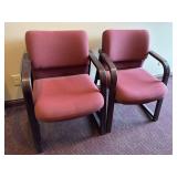 Pair of Burgundy Sled Base Arm Chairs