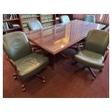 Mahogany Conference Table w/ Green Leather S