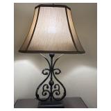 Cast-iron Scroll design lamp w/ oblong shade
