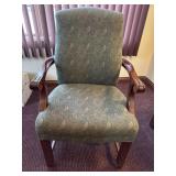 Green Paisley Upholstered Arm Chair