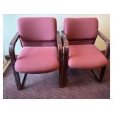 Pair of Burgundy Sled Base Arm Chairs