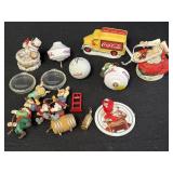 Coca-Cola ornaments, figurine, trinket boxes, &
