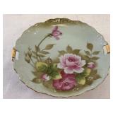 Lefton China hand painted handled cake plate