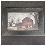 Framed "Antique Barn" Primitive Folk Art Print