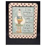 Humorous chicken wall art, 7.75 x 9.75in