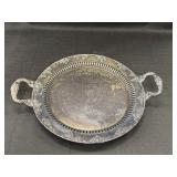Gotham silver on copper handled round tray w/